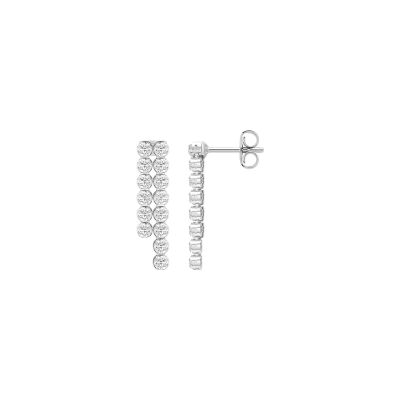 Boucles d'oreilles pendantes en argent rhodié et oxyde de zirconium