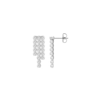 Boucles d'oreilles pendantes en argent rhodié et oxyde de zirconium