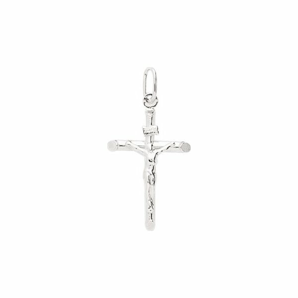 Pendentif religieux croix en argent rhodié