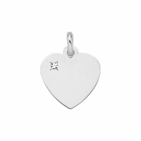 Pendentif coeur en argent rhodié et oxyde de zirconium