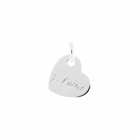 Pendentif cœur "je t'aime" en argent rhodié