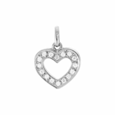 Pendentif coeur en argent rhodié et oxyde de zirconium