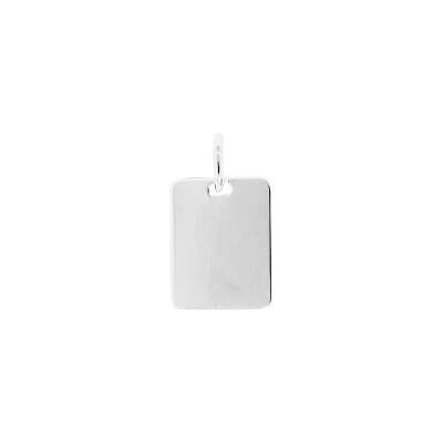 Pendentif à graver plaque rectangle arrondi en argent rhodié