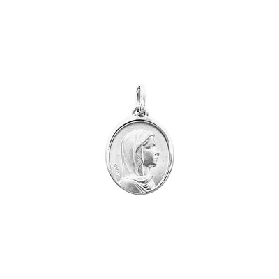 Médaille Vierge en argent rhodié