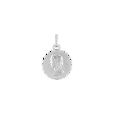 Médaille Vierge en argent rhodié