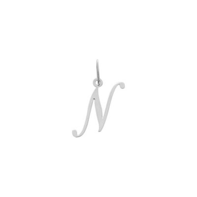 Pendentif initiale lettre N en argent rhodié