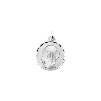 Médaille Vierge en argent rhodié