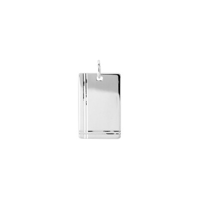 Pendentif à graver plaque rectangle en argent rhodié