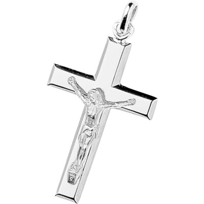 Pendentif croix en argent rhodié