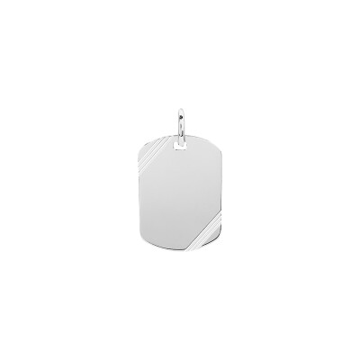 Pendentif à graver plaque tonneau en argent rhodié