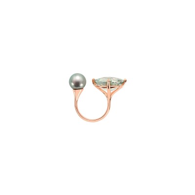 Veron Roques Rendez-vous secret ring, rose gold, amethyst and south sea pearls, size 54