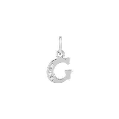 Pendentif initiale lettre G en argent rhodié et oxyde de zirconium