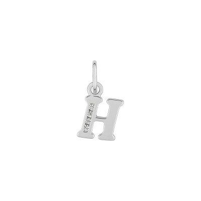 Pendentif initiale lettre H en argent rhodié et oxyde de zirconium