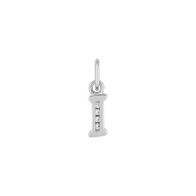 Pendentif initiale lettre I en argent rhodié et oxyde de zirconium