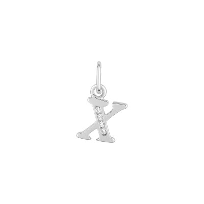 Pendentif initiale lettre X en argent rhodié et oxyde de zirconium