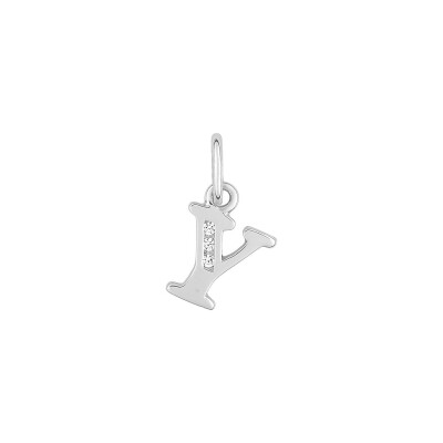 Pendentif initiale lettre Y en argent rhodié et oxyde de zirconium