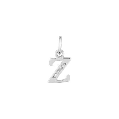 Pendentif initiale lettre Z en argent rhodié et oxyde de zirconium