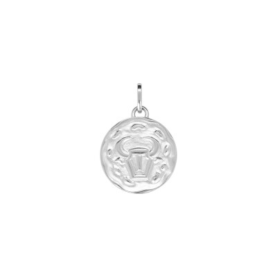 Médaille zodiaque Taureau en argent rhodié