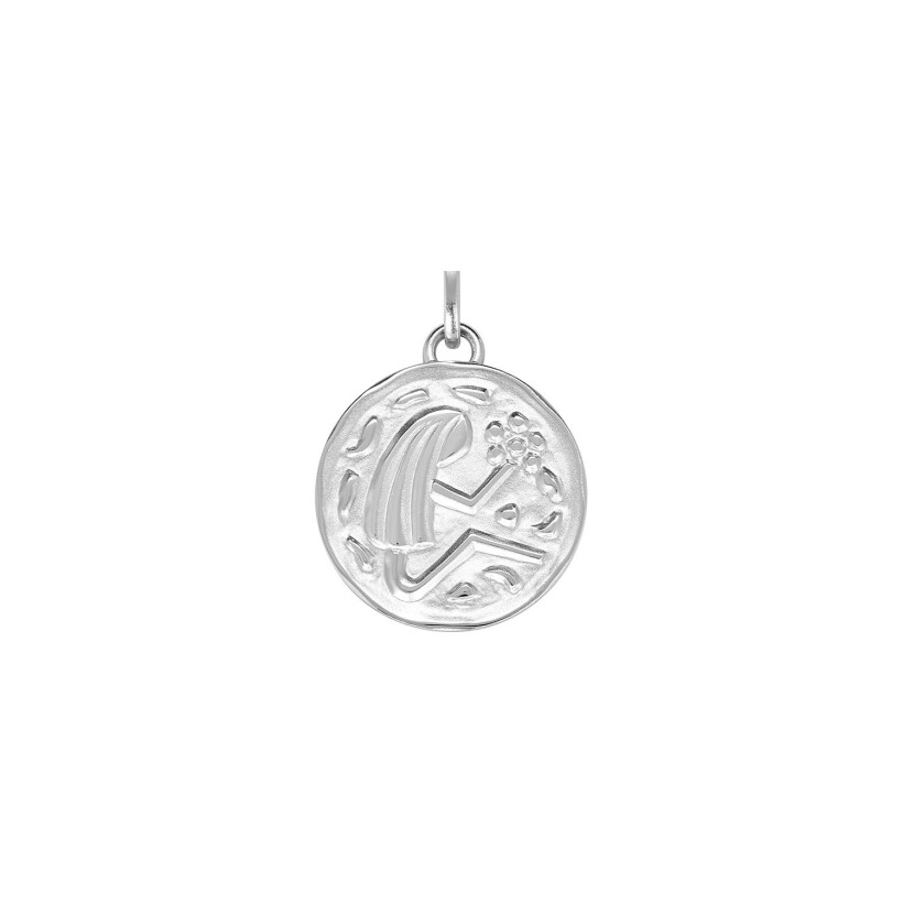 Médaille zodiaque Vierge en argent rhodié