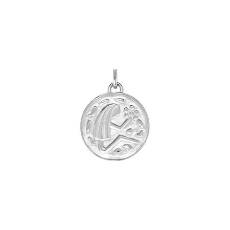 Médaille zodiaque Vierge en argent rhodié