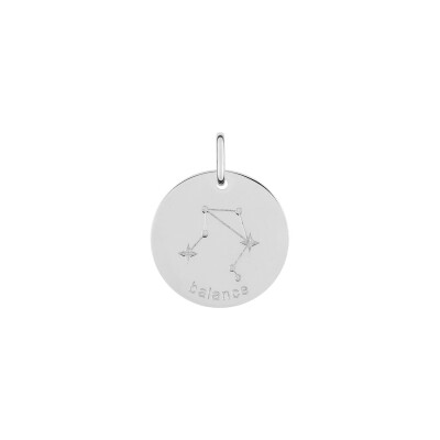 Médaille zodiaque Balance en argent rhodié