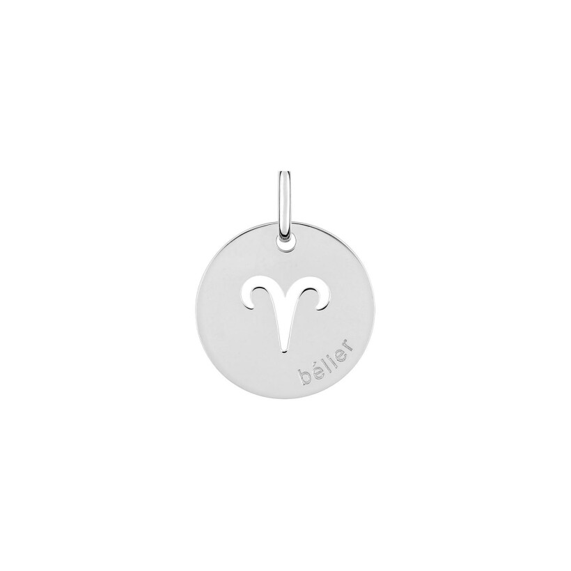 Médaille zodiaque Bélier en argent rhodié