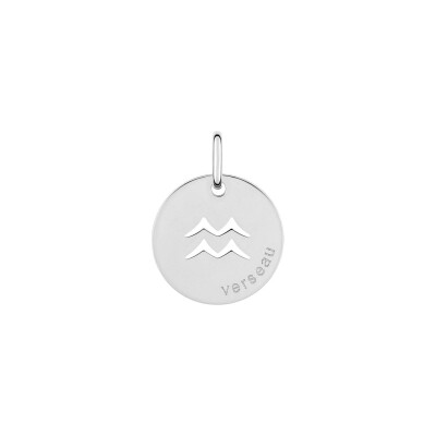 Médaille zodiaque Verseau en argent rhodié