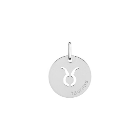 Médaille zodiaque Taureau en argent rhodié