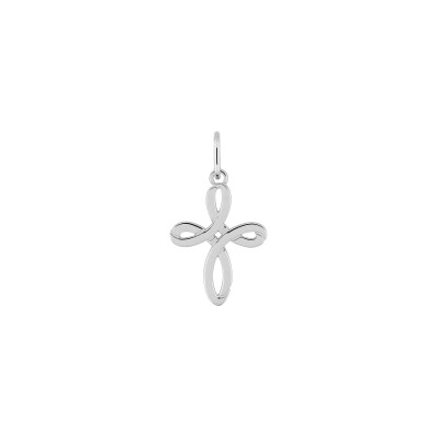 Pendentif croix en argent rhodié