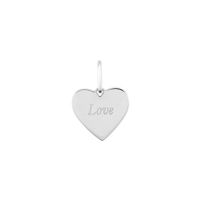 Pendentif à message coeur en argent rhodié