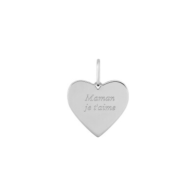 Pendentif à message coeur en argent rhodié