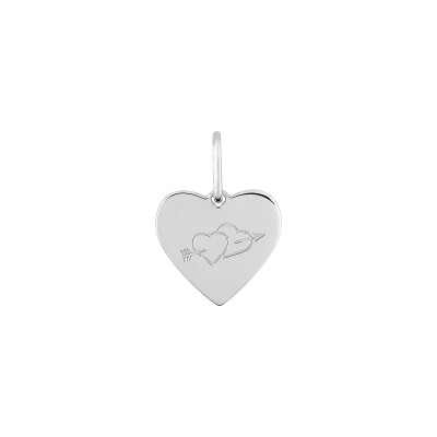 Pendentif à message coeur en argent rhodié