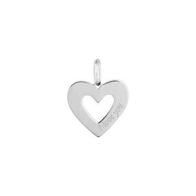 Pendentif à message coeur en argent rhodié
