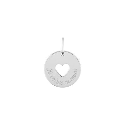 Pendentif à message en argent rhodié