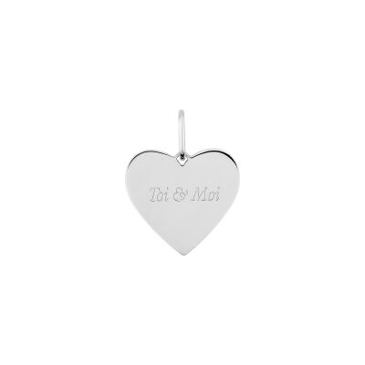 Pendentif à message coeur en argent rhodié