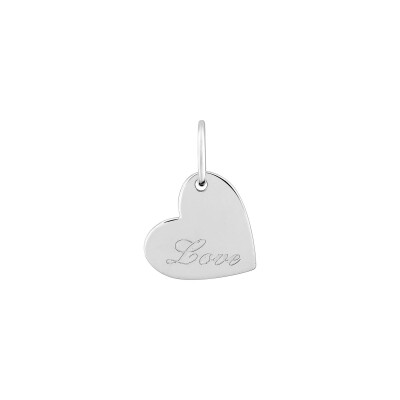 Pendentif à message coeur en argent rhodié