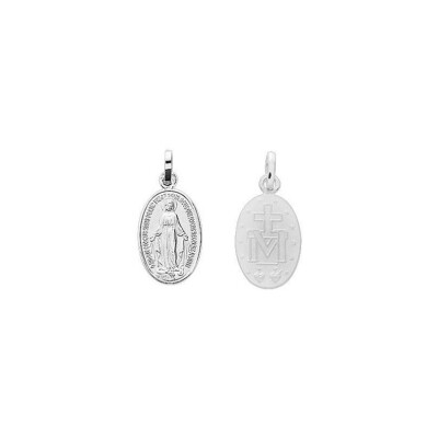 Médaille Vierge miraculeuse en argent rhodié