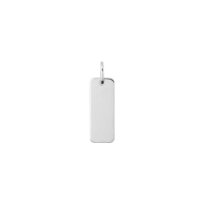 Pendentif à graver plaque rectangle arronfi en argent rhodié