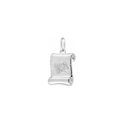 Pendentif zodiaque Verseau en argent rhodié