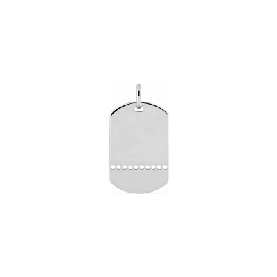 Pendentif à graver plaque tonneau en argent rhodié
