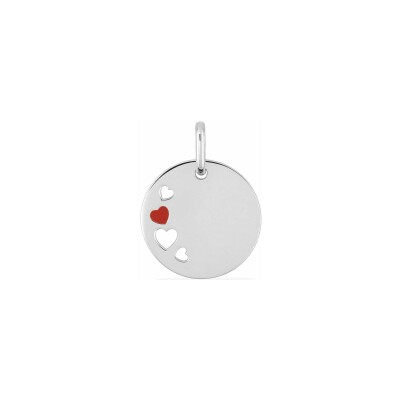 Pendentif laqué rouge en argent rhodié