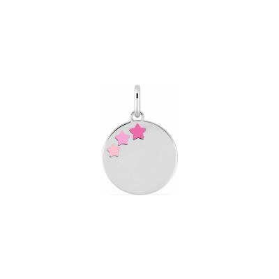 Pendentif laqué rose en argent rhodié