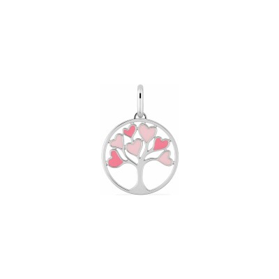 Pendentif laqué rose en argent rhodié