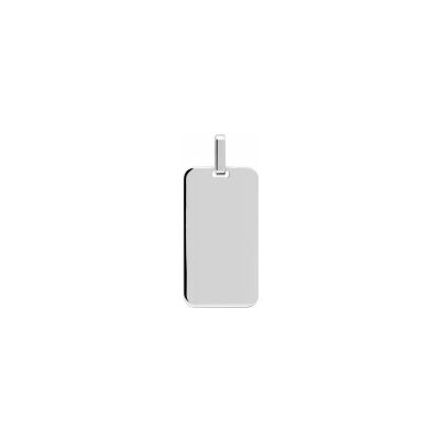 Pendentif à graver plaque rectangle arrondi en argent rhodié