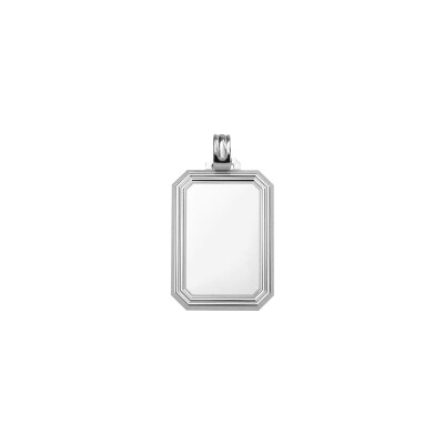 Pendentif à graver plaque rectangle biseauté en argent rhodié