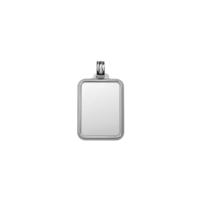 Pendentif à graver plaque rectangle arrondi en argent rhodié