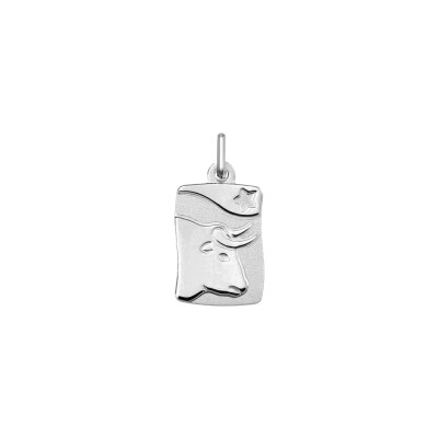 Pendentif zodiaque Taureau en argent rhodié