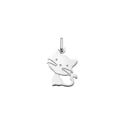 Pendentif chat en argent rhodié