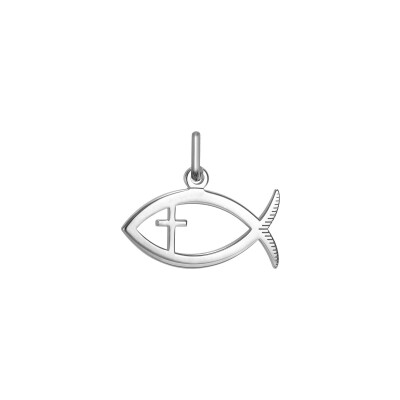 Pendentif symbole chrétien poisson en argent rhodié