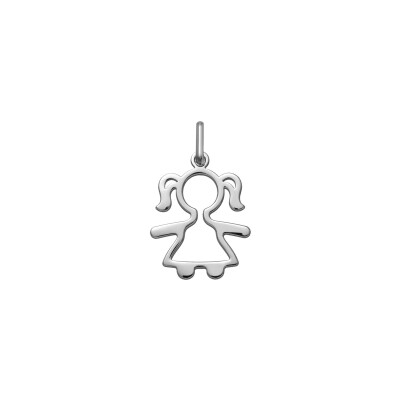 Pendentif silhouette fille en argent rhodié